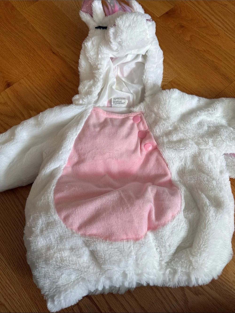 Kids Unicorn Plush Costume Jacket - White & Pink
